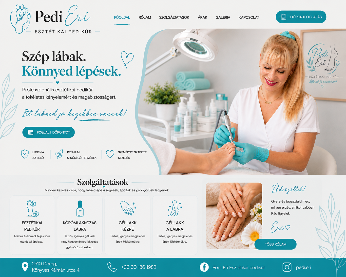 Pedi Eri weboldal látványterv